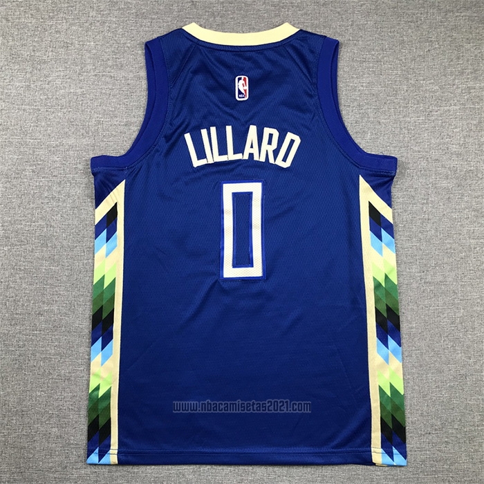 Camiseta Nino Milwaukee Bucks Damian Lillard #0 Ciudad 2022-23 Azul
